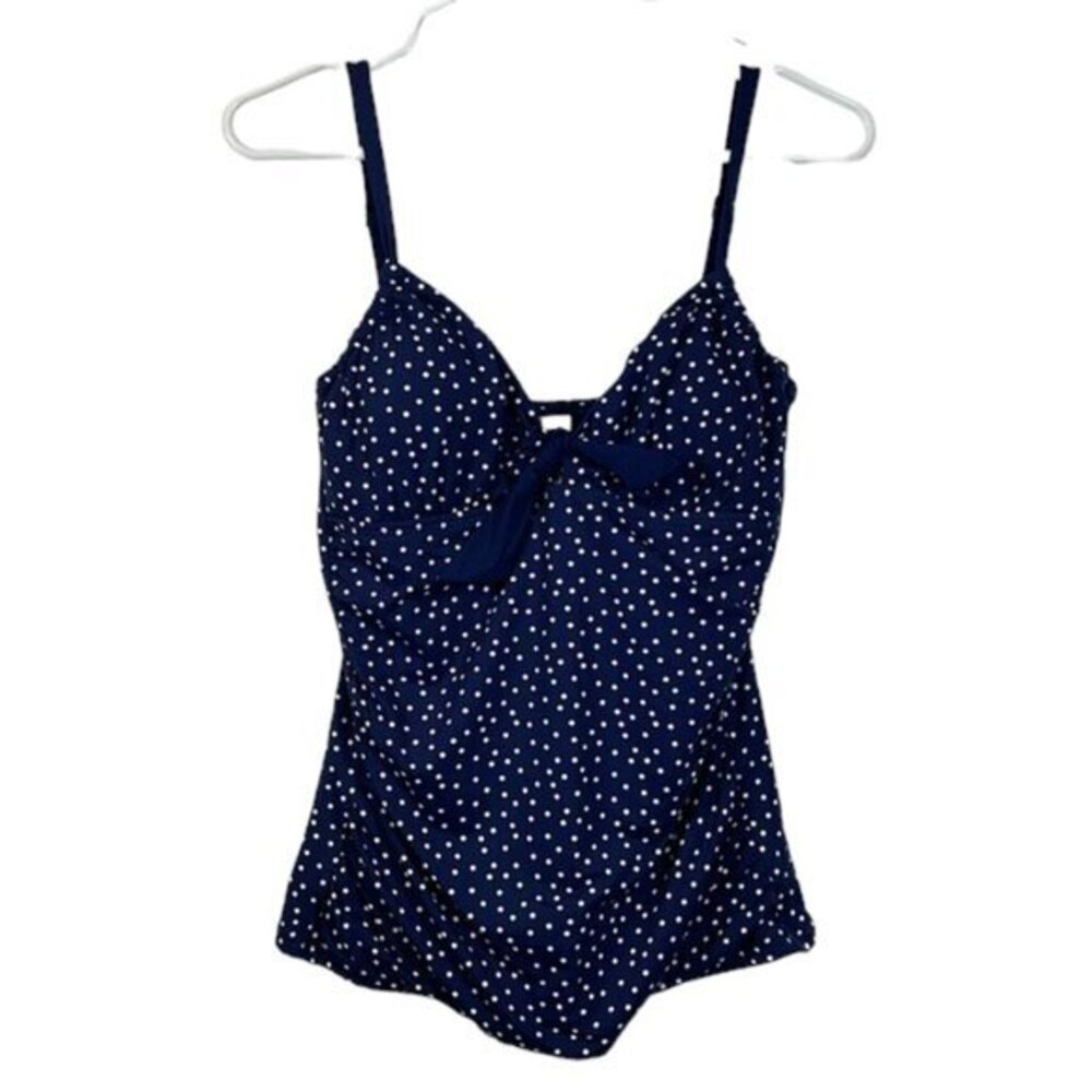 Tommy Bahama Navy Blue White Polka Dot Tankini Swimsuit Size Med EUC #1253